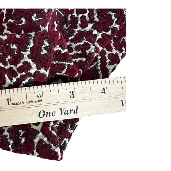 Ecote Burgundy & Cream Glam Festival Brocade High-Waisted Retro Club Shorts 0 - Picture 8 of 10